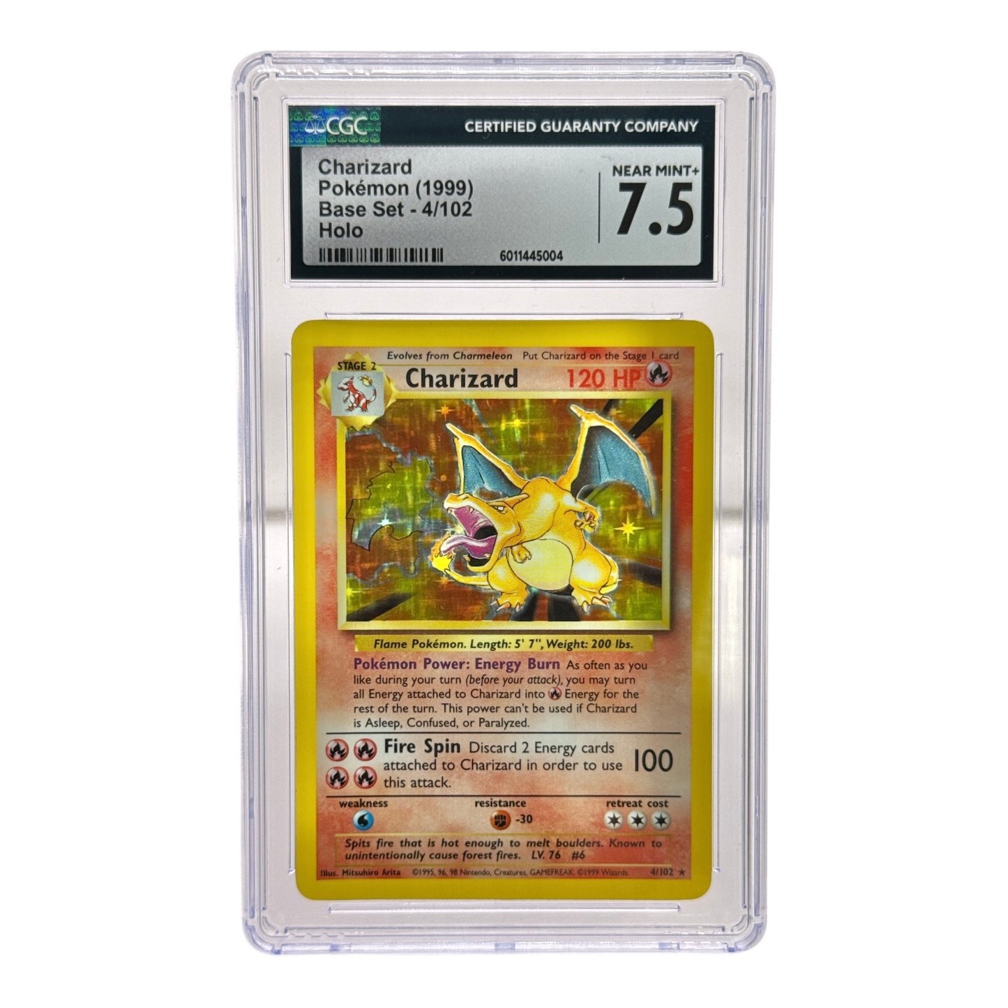 Charizard 1999 Pokemon Base Set Holo #4/102 CGC 7.5