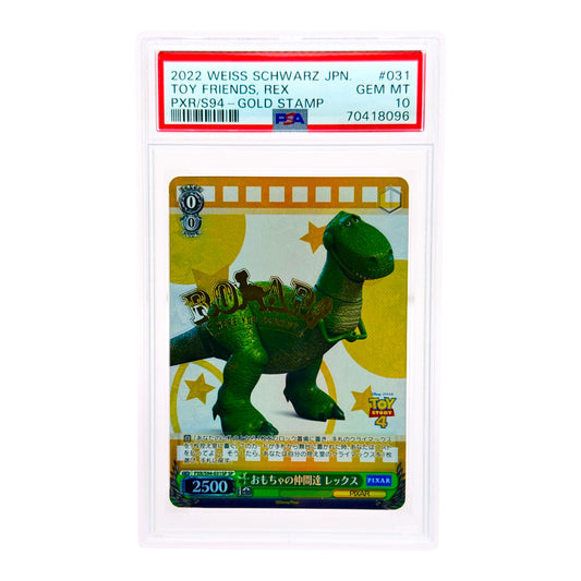 Rex 2022 Weiss Schwarz Disney Pixar Japanese Toy Friends Gold Stamp PXR/S94-031SP SP PSA 10