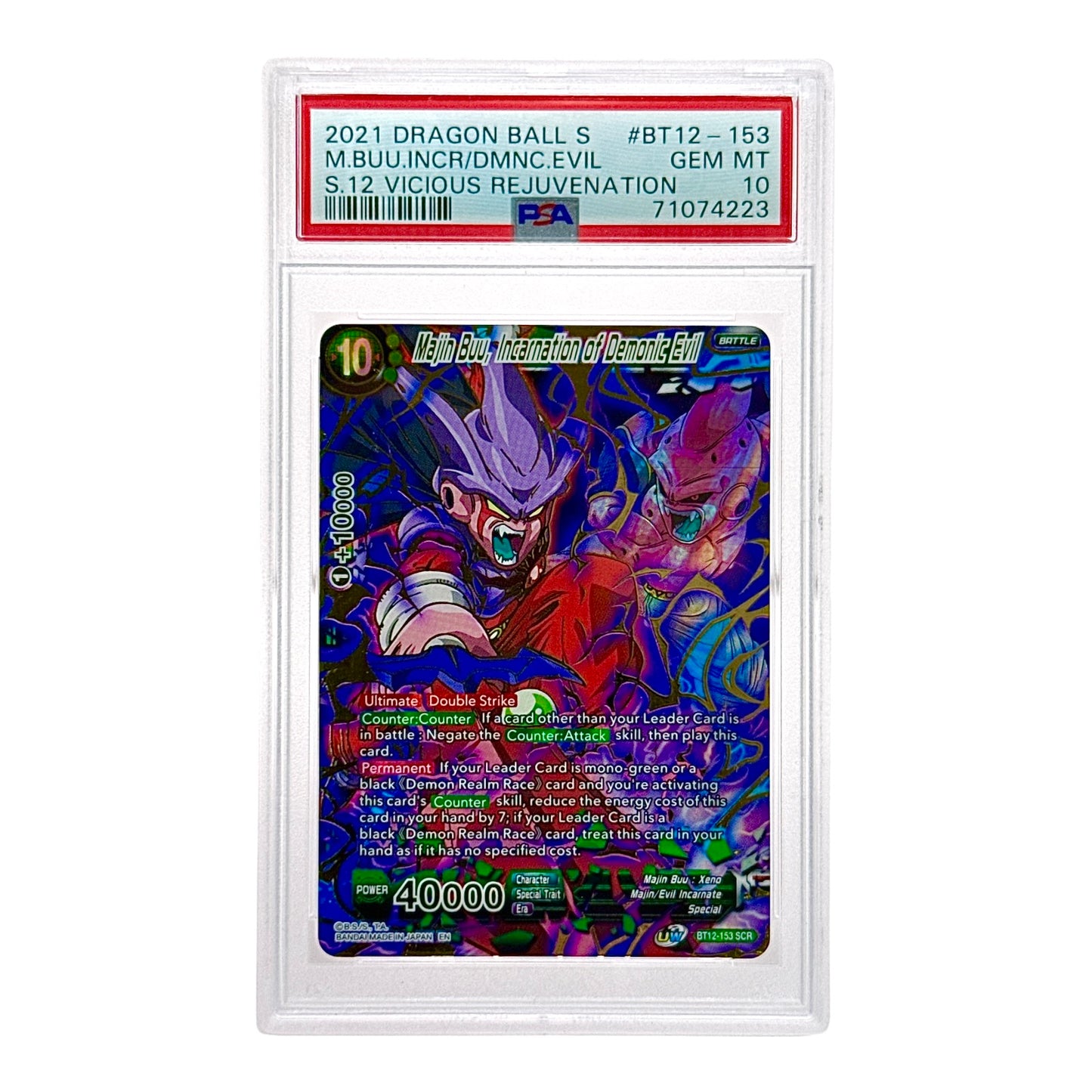 Majin Buu 2021 Dragonball Super #BT12-153 SCR PSA 10