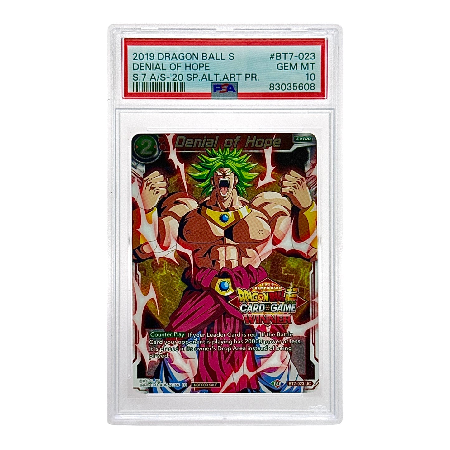 Broly 2019 Dragonball Super Champion Winner #BT7-023 UC PSA 10