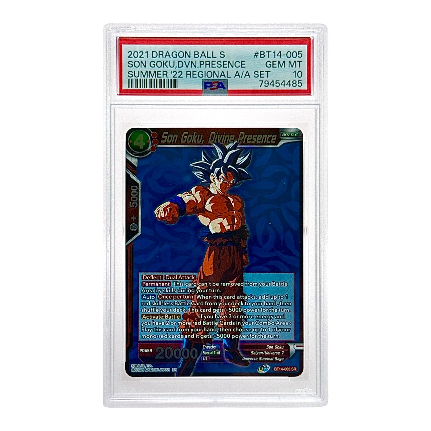 Son Goku 2021 Dragonball Super Card Game BT14 #005 SR PSA 10