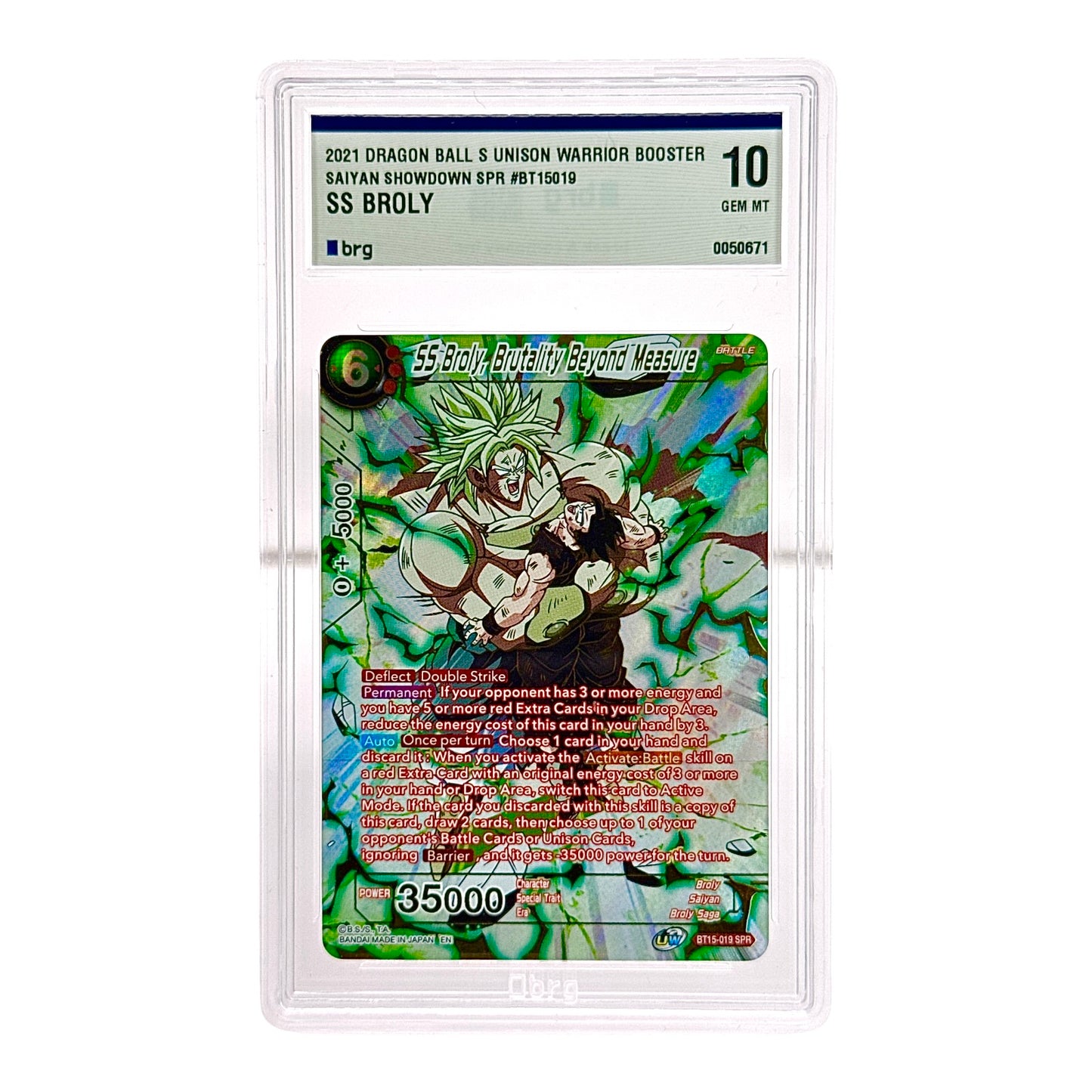 Broly 2021 Dragonball Masters BT15-019 BRG 10