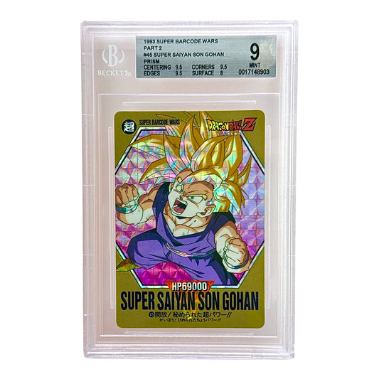 Super Saiyan Son Gohan 1993 Bandai Carddass Super Barcode Wars #45 BGS 9