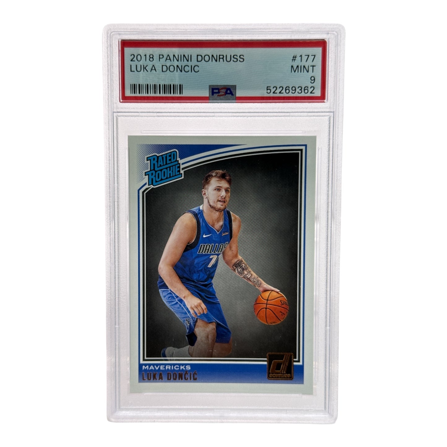 Lukc Doncic 2018-19 Panini Donruss Rated Rookie RC #177 PSA 9