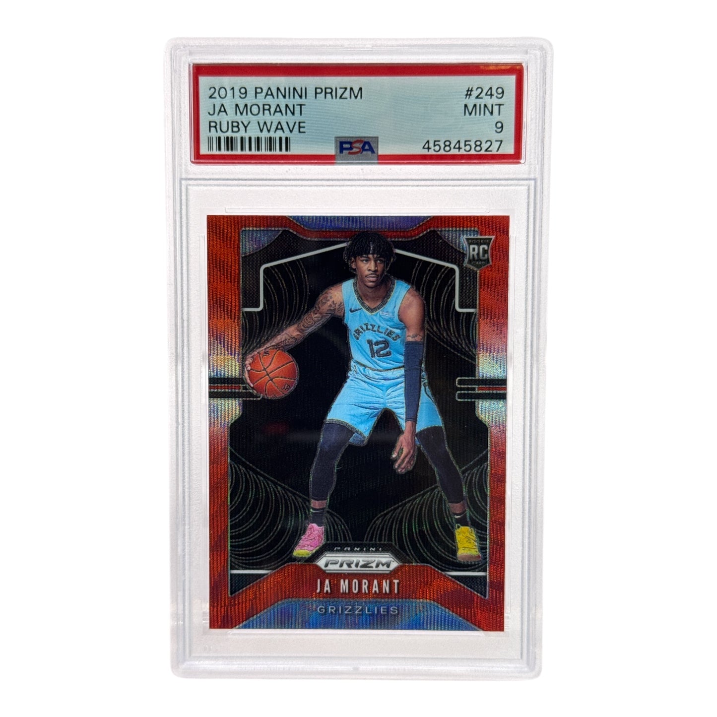 Ja Morant 2019-20 Panini Prizm Ruby Red Wave Rookie RC #249 PSA 9