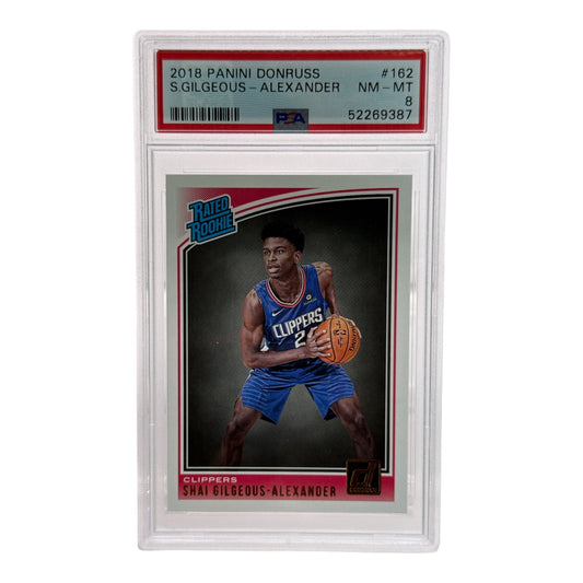 Shai Gilgeous Alexander 2018-19 Panini Donruss Rated Rookie RC #162 PSA 8