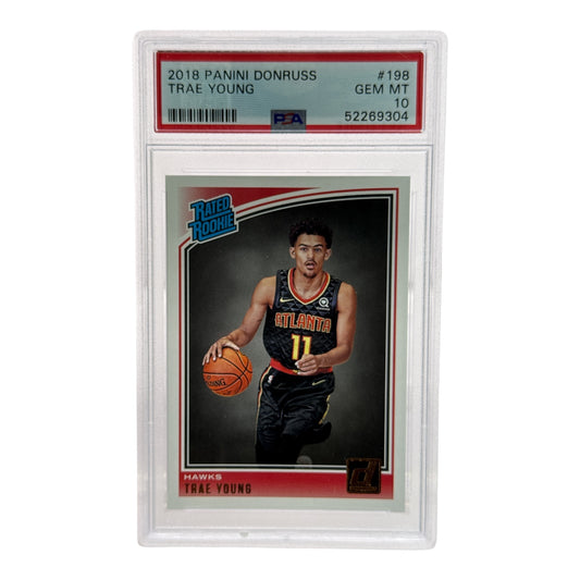 Trae Young 2018-19 Panini Donruss Rated Rookie RC #198 PSA 10