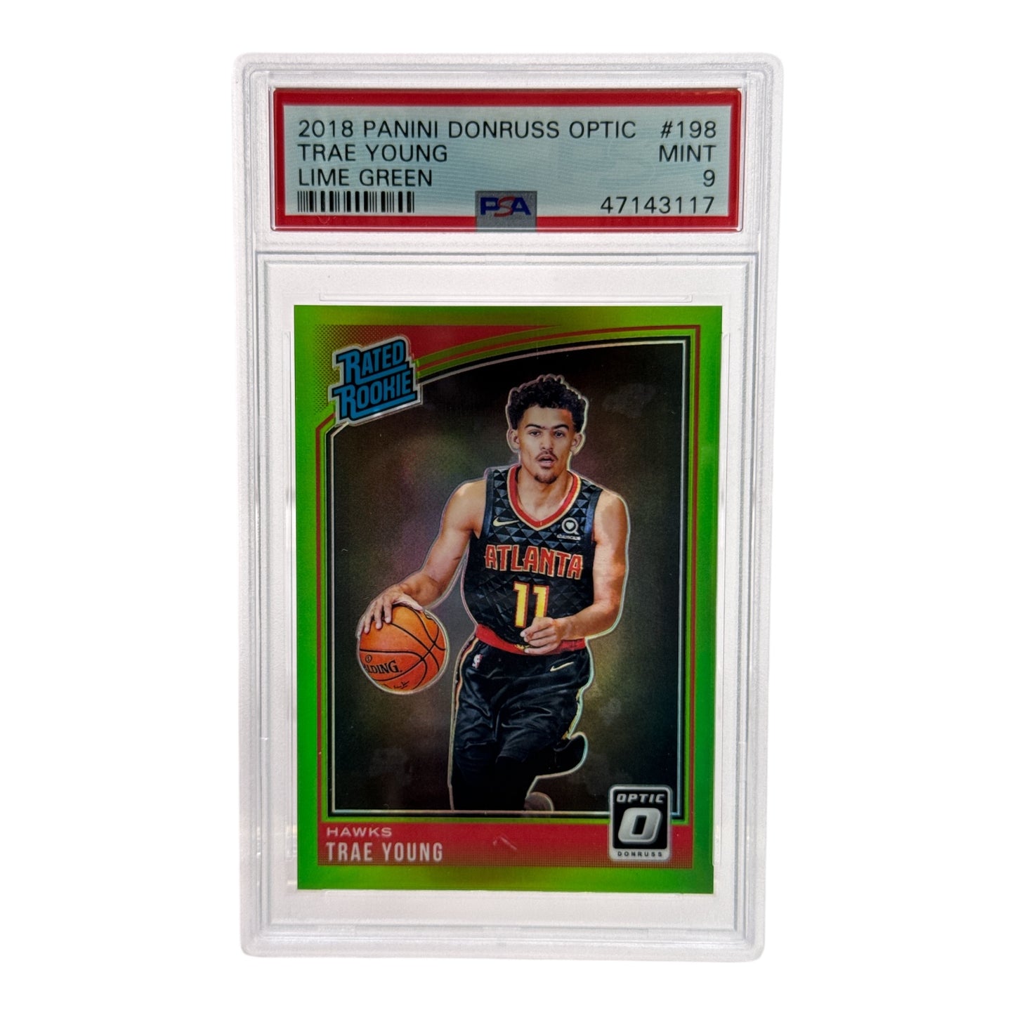 Trae Young 2018-19 Panini Donruss Optic Lime Green 112/149 Rookie RC PSA 9