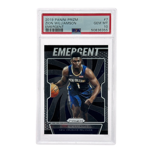 Zion Williamson 2019-20 Panini Prizm Emergent Rookie RC Insert #7 PSA 10