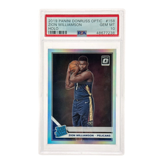 Zion Williamson 2019-20 Panini Donruss Optic Holo Silver Rookie RC #158 PSA 10