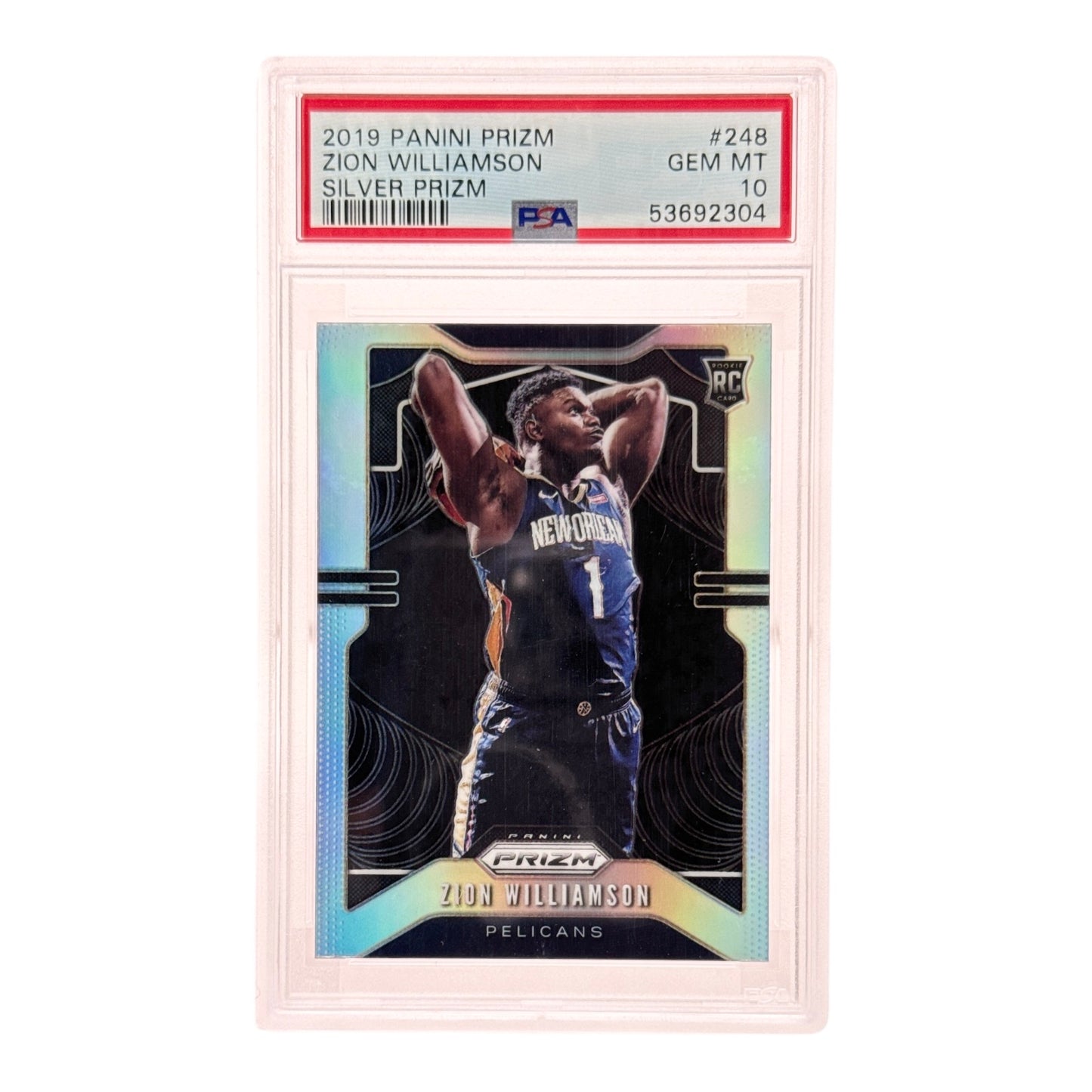 Zion Williamson 2019-20 Panini Prizm Silver Rookie RC #248 PSA 10