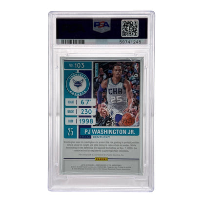 PJ Washington JR. 2019-20 Panini Contenders Optic On Card Auto Red Variation 73/75 Rookie RC #103 PSA 9