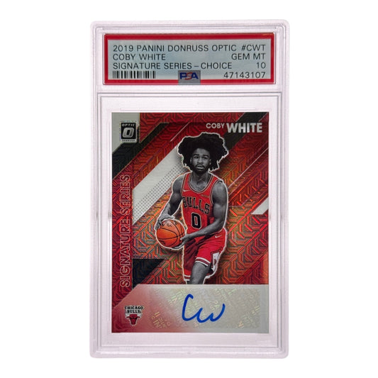 Coby White 2019-20 Panini Donruss Optic Rookie RC Signatures Series Auto #CWT PSA 10