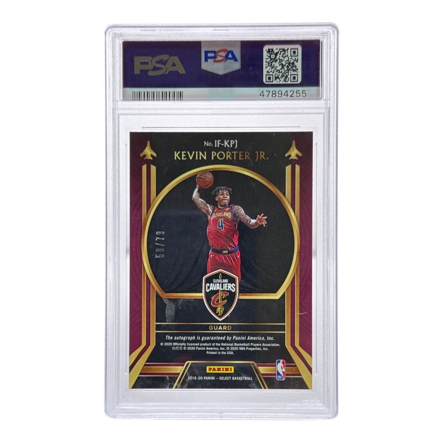 Kevin Porter Jr. 2019-20 Panini Select In Flight Signature Auto Rookie RC 58/79 #IF-KPJ PSA 9