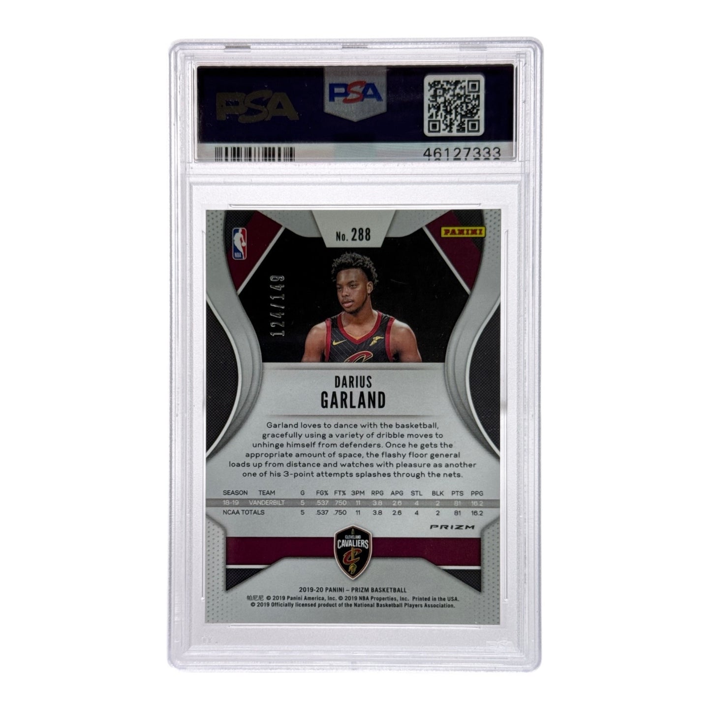 Darius Garland 2019-20 Panini Prizm Purple Ice 124/149 Rookie RC #288 PSA 10