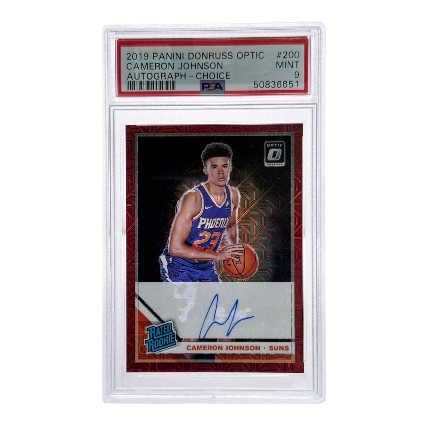 Cameron Johnson 2019-20 Panini Donruss Optic Auto Rookie RC Choice Red  #200 PSA 9