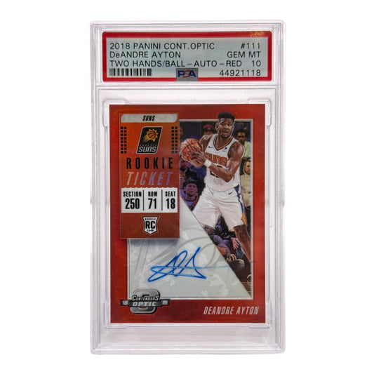 Deandre Ayton 2018-19 Panini Contenders Optic Rookie Ticket Auto Red 67/99 RC #111 PSA 10