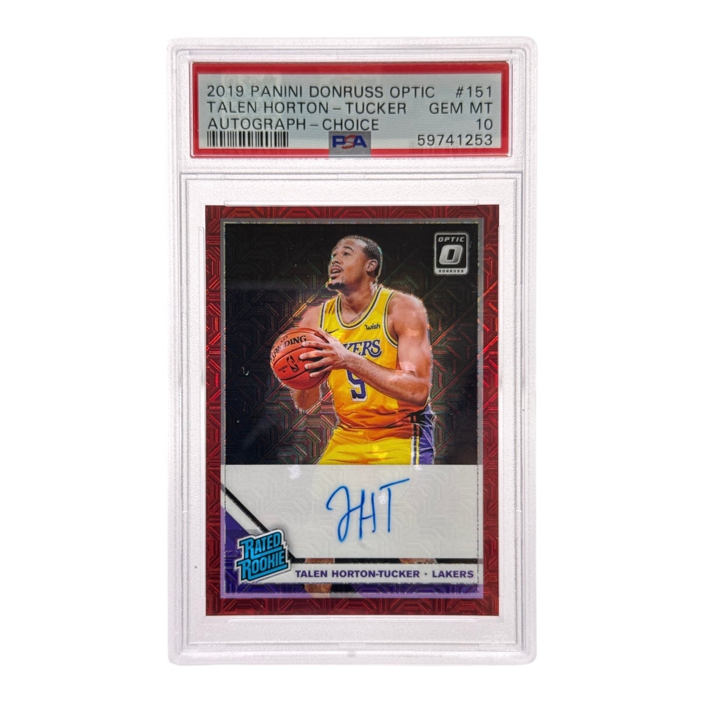 Talen Horton Tucker 2019-20 Panini Donruss Optic Auto Choice Red Rookie RC #151 PSA 10