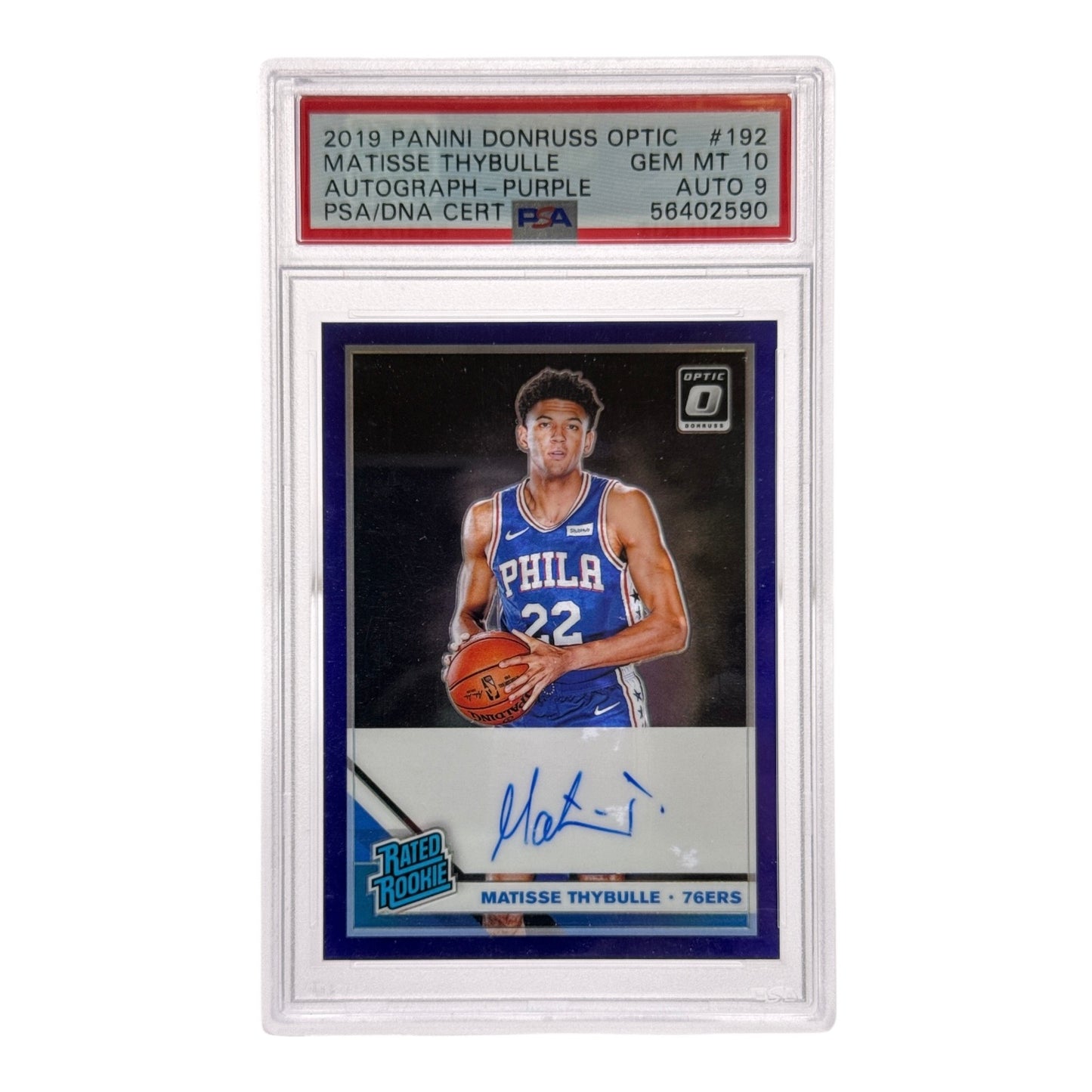 Matisse Thybulle 2019-20 Panini Donruss Optic Auto Purple #192 PSA 10 Auto 9