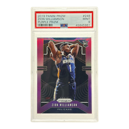 Zion Williamson 2019-20 Panini Prizm Purple 10/75 Rookie RC #248 PSA 9