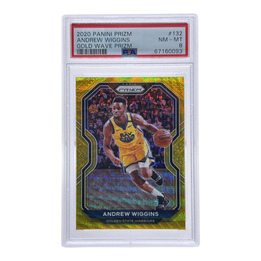 Andrew Wiggins 2020-21 Panini Prizm Gold Wave #132 PSA 8