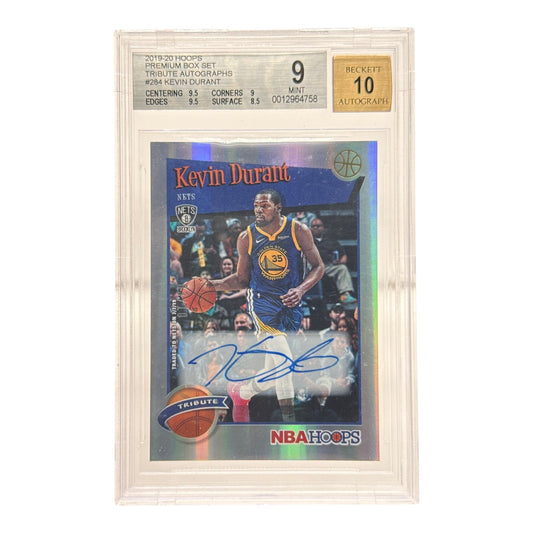 Kevin Durant 2019-20 Panini Hoops Premium Box Set Auto 03/10 #284 BGS 9 Auto 10