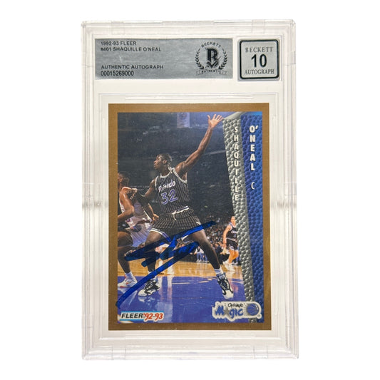 Shaquille O'Neal 1992-93 Fleer Rookie RC Auto BGS Authentic Auto 10