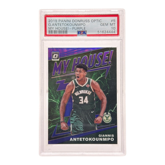 Giannis Antetokounmpo 2019-20 Panini Donruss Optic My House Purple #5 PSA 10