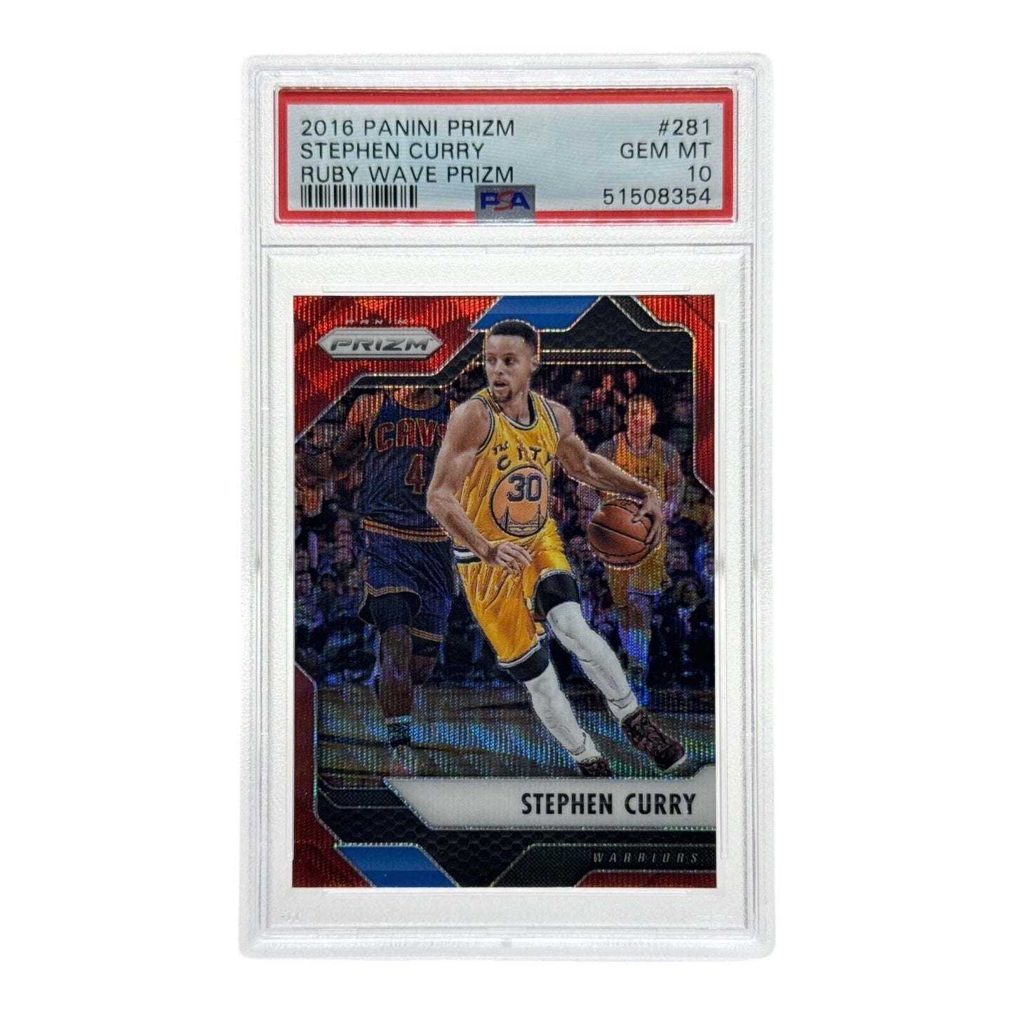 Stephen Curry 2016-17 Panini Prizm Ruby Red Wave #281 PSA 10