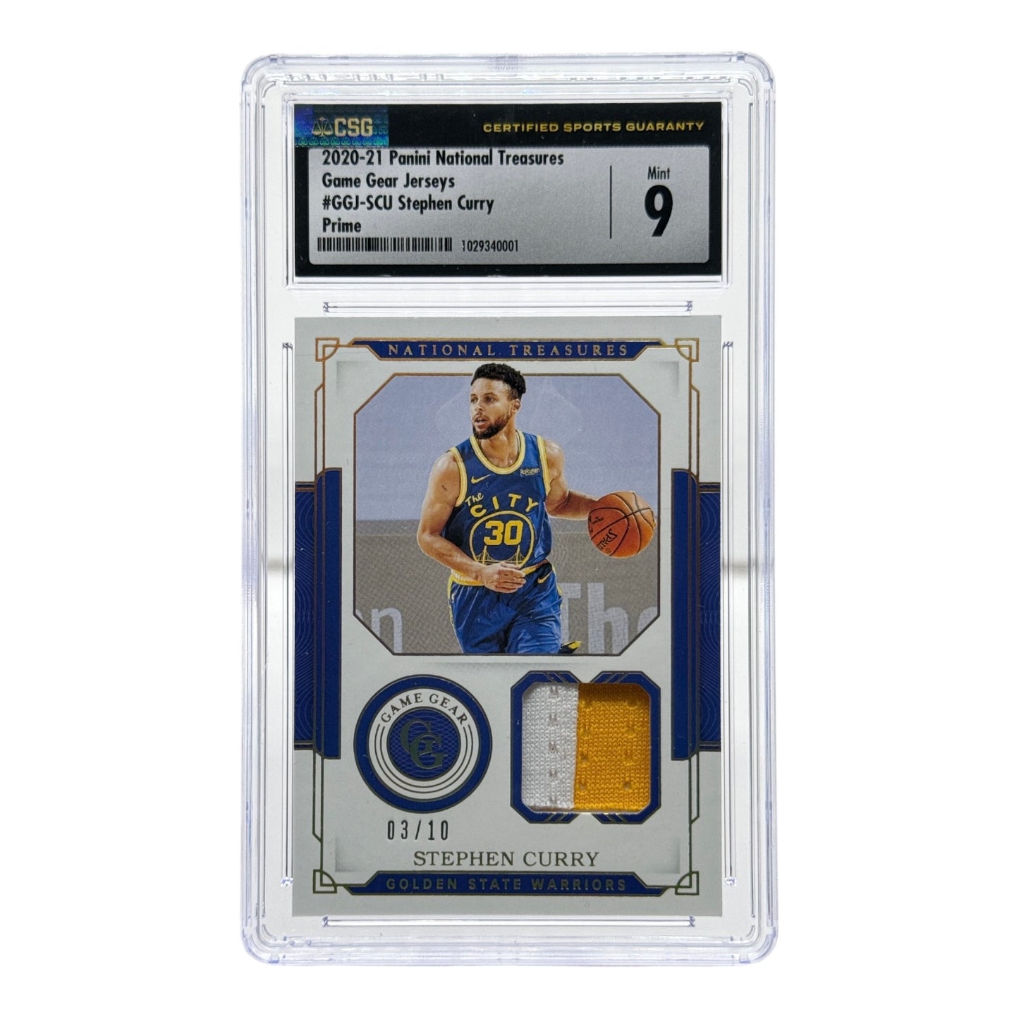 Stephen Curry 2020-21 Panini National Treasures Game Gear Jersey 03/10 #GGJ-SCU CSG 9