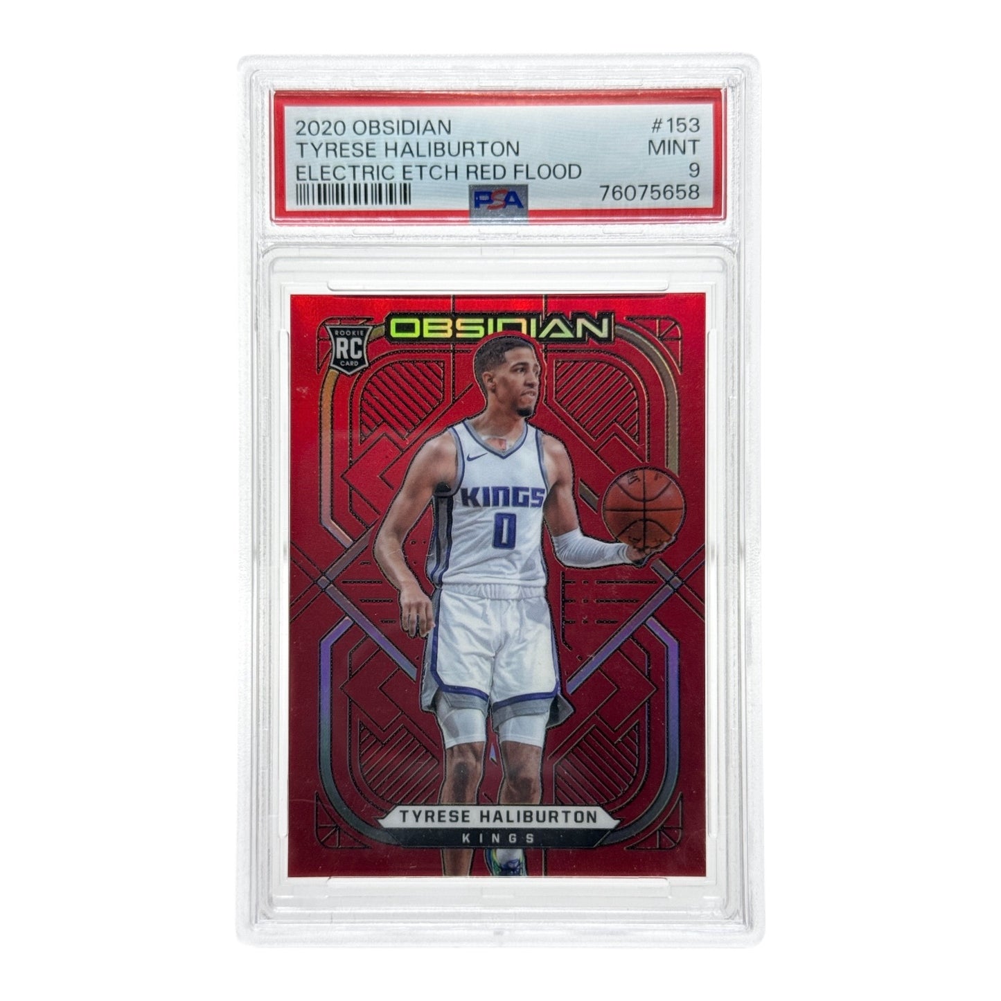 Tyrese Haliburton 2020-21 Panini Obsidian Red Flood Rookie RC #153 PSA 9