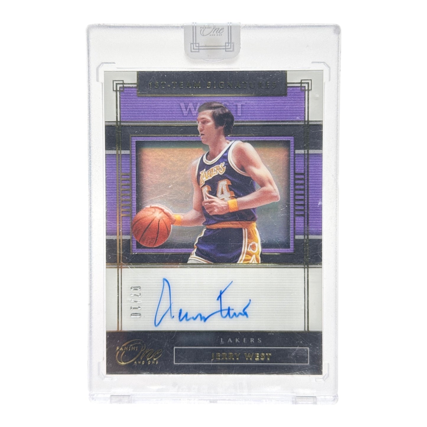 Jerry West 2019-20 Panini One & One 1st Team Signatures Auto 07/10 #FT-JWS