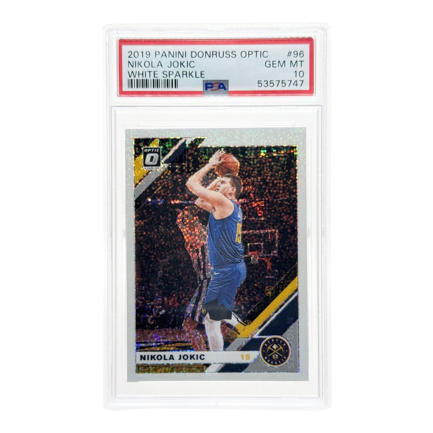 Nikola Jokic 2019-20 Panini Donruss Optic White Spakle Prizm PSA 10