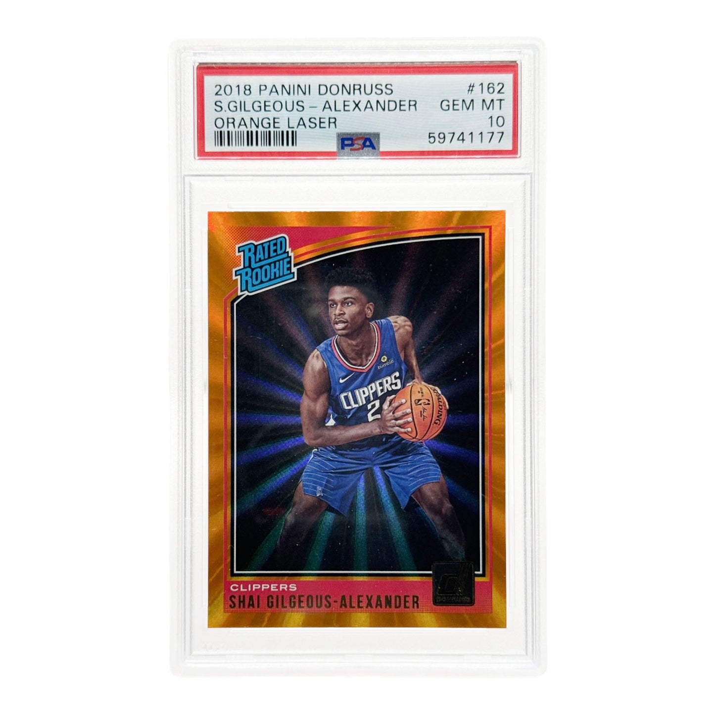 Shai Gilgeous Alexander 2018-19 Panini Donruss Rated Rookie RC Orange Laser #162 PSA 10