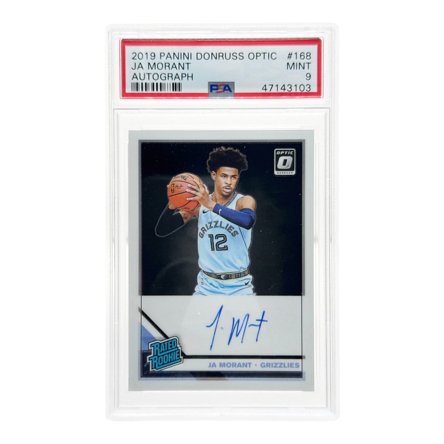 Ja Morant 2019-20 Panini Donruss Optic Rookie RC Auto #168 PSA 9