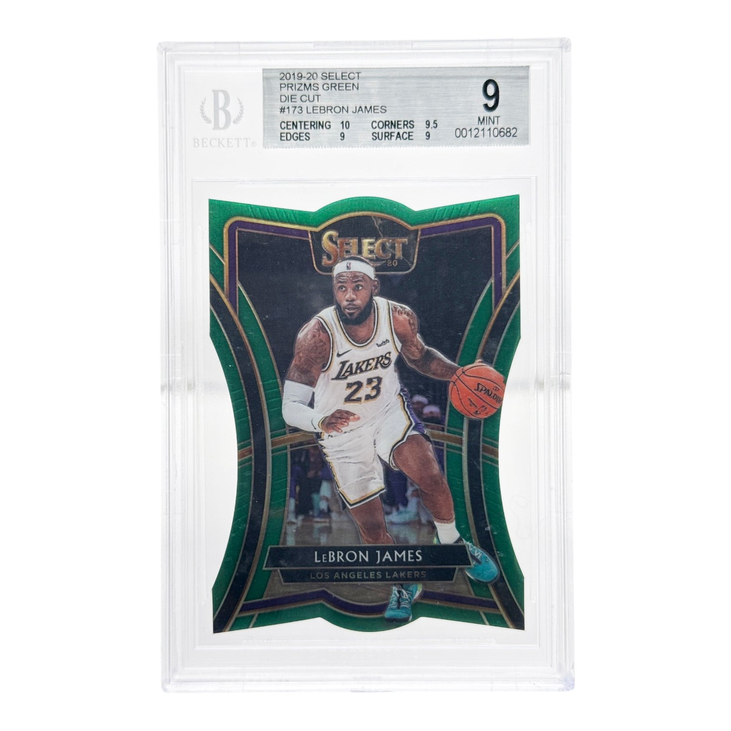 Lebron James 2019-20 Panini Select Die Cut Green Prizm 5/5 #173 BGS 9