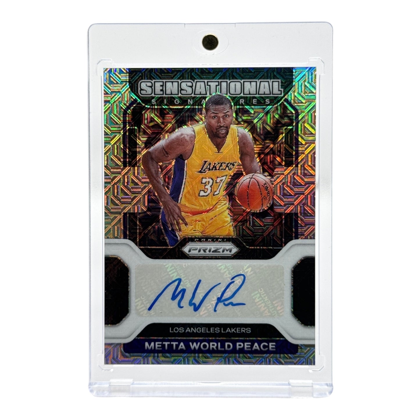 Metta World Peace 2021-22 Panini Prizm Sensational Signatures Auto 10/25 Mojo #SS-MWP