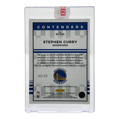 Stephen Curry 2023-24 Panini Contenders Optic Auto Green 48/49 #85-SCG