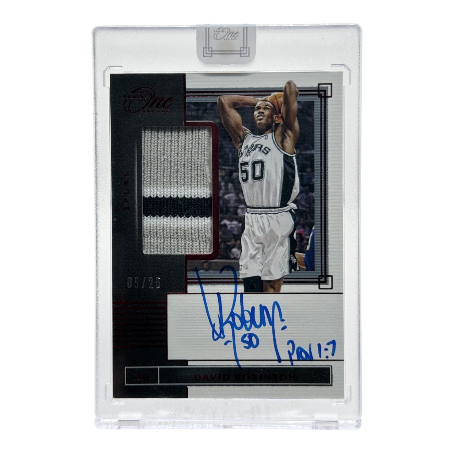 David Robinson 2019-20 Panini One & One Basketball Patch Auto Game Used 05/25 #JA-DRB