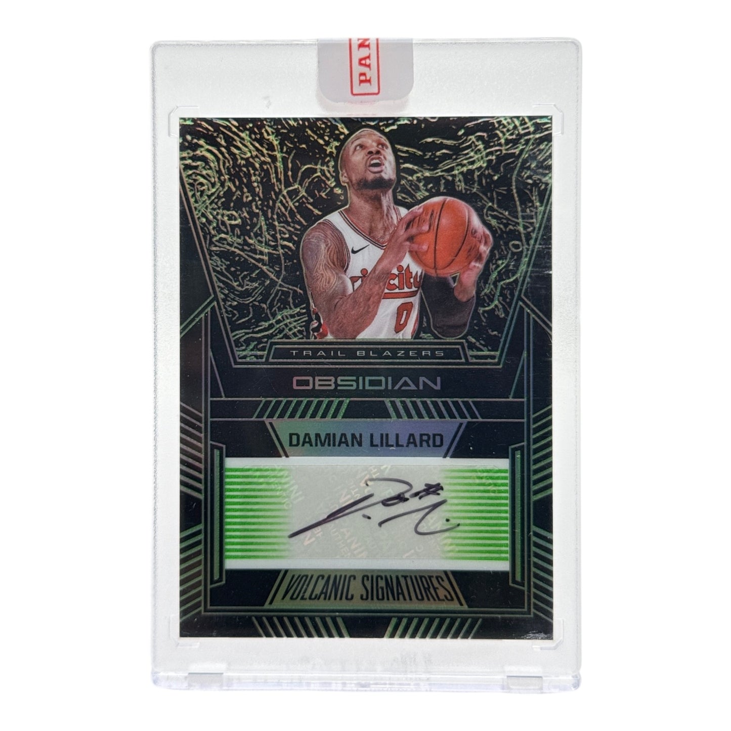 Damian Lillard 2019-20 Panini Obsidian Volcanic Signature Auto Green 08/25 #VS-DLL