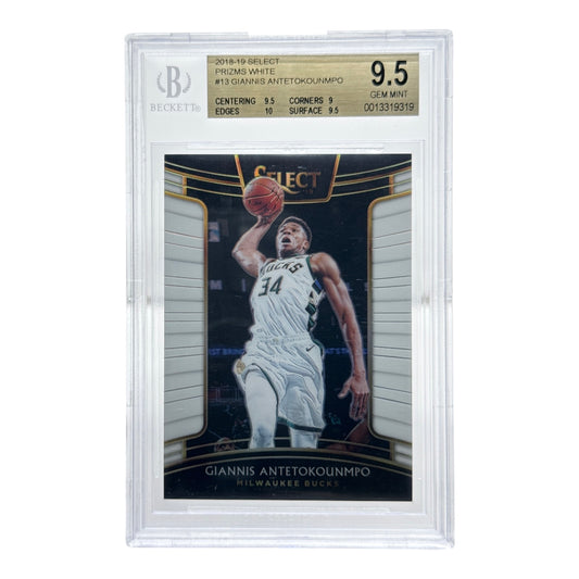 Giannis Antetokounmpo 2018-19 Panini Select White 061/149 #13 BGS 9.5