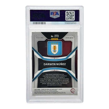 Darwin Nunez 2022 Panini Prizm World Cup Qatar Purple Mojo 03/49 #273 PSA 9