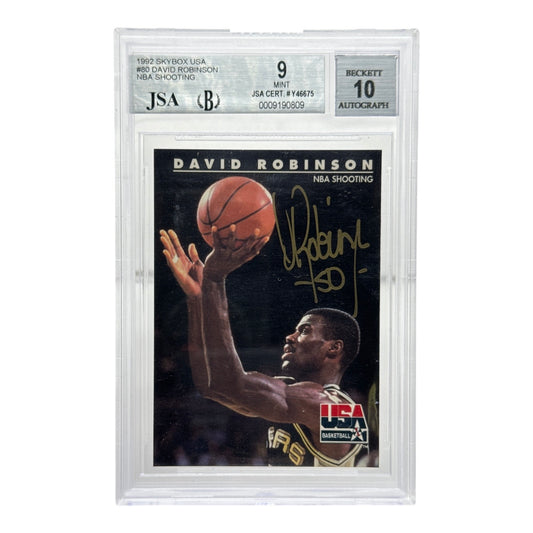 David Robinson 1992 Skybox USA Auto #80 JSA BGS 9 Auto 10