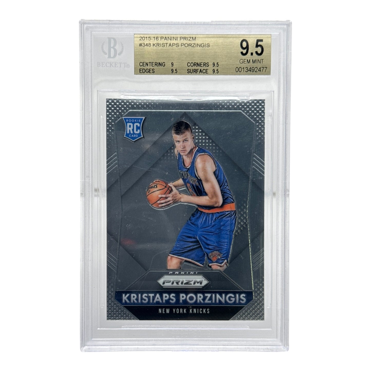 Kristaps Porzingis 2015-16 Panini Prizm Rookie RC #348 BGS 9.5