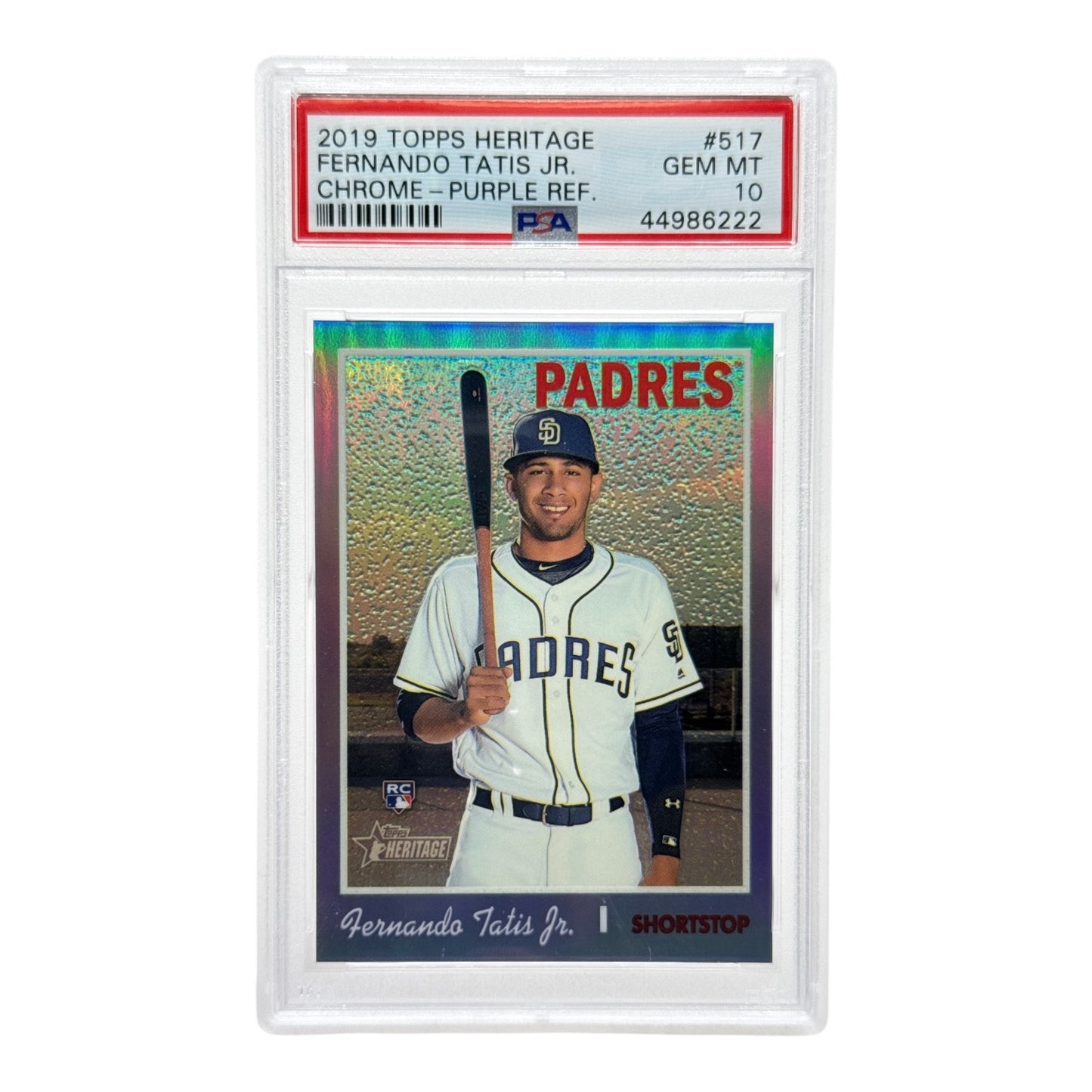 Fernando Tatis JR. 2019 Topps Heritage Purple Chrome Rookie RC #517 PSA 10