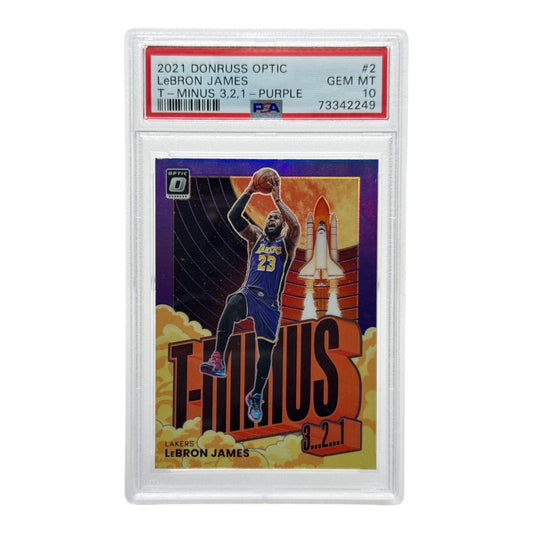 Lebron James 2021-22 Panini Donruss Optic T-Minus 3,2,1 Purple #2 PSA 10