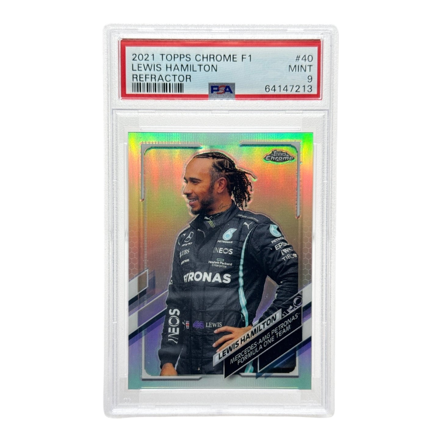 Lewis Hamilton 2021-22 Topps Chrome F1 Refractor #40 PSA 9