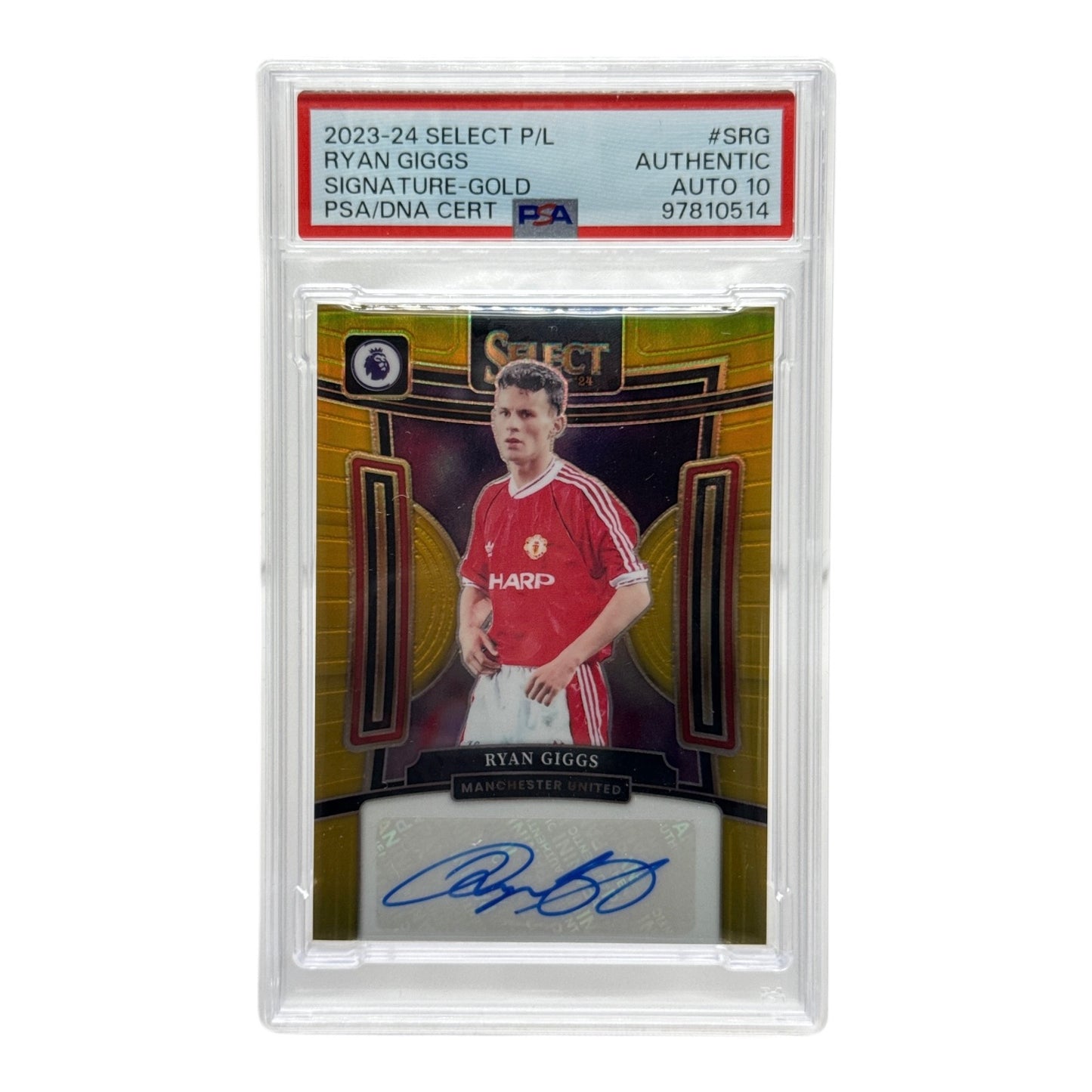 Ryan Giggs 2023-24 Panini Select Premier League Signature Gold 08/10 #SRG PSA Authentic Auto 10