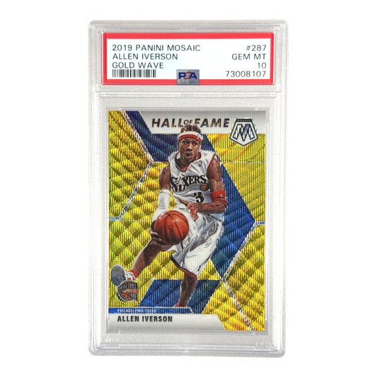 Allen Iverson 2019-20 Panini Mosaic Gold Wave #287 PSA 10