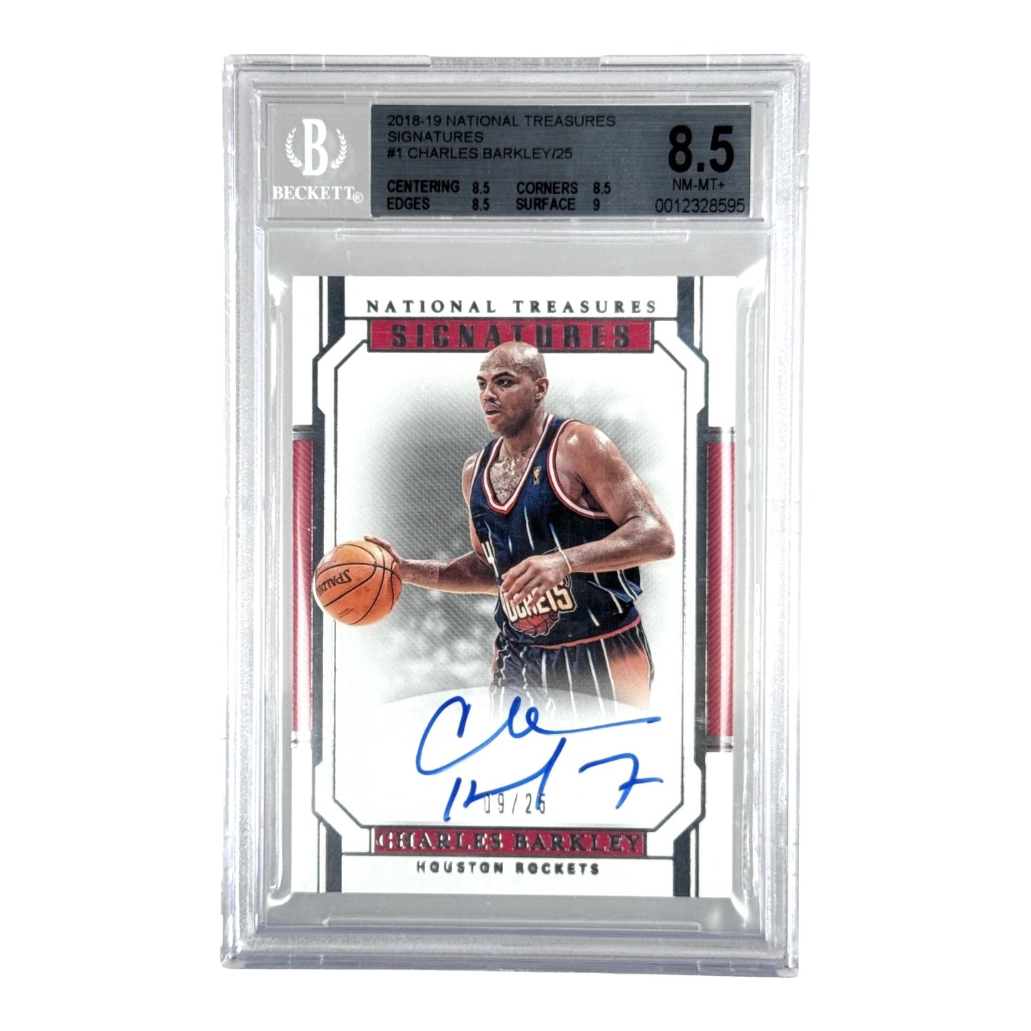 Charles Barkley 2018-19 National Treasures Signatures Auto 09/25 #SG-CBK BGS 8.5